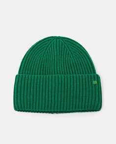 Зеленая вязаная шапка-бини в рубчик Esprit, зеленый