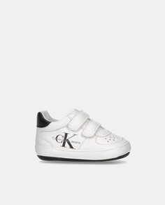 Низкие кроссовки для маленьких мальчиков в форме корзины с двойной застежкой на липучки Calvin Klein, белый