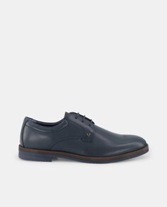 Мужские кожаные туфли на шнуровке с гладким верхом и резиновой подошвой Martinelli, темно-синий