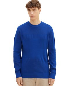 Мужской свитер цвета индиго с круглым вырезом Tom Tailor, синий