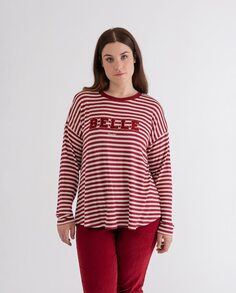 Женская полосатая футболка с круглым вырезом October, красный