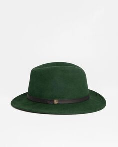 Зеленая шерстяная шляпа Индиана с черной лентой Aranda, зеленый