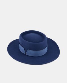 Темно-синяя шерстяная шляпа с такой же лентой Latouche, темно-синий