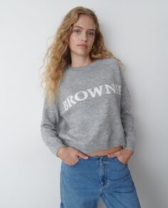 Женский свитер с длинными рукавами и логотипом спереди Brownie, серый