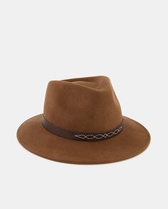 Коричневая шляпа-федора из шерсти с лентой Latouche, коричневый
