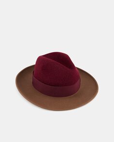 Двухцветная шерстяная шляпа коричневого и бордового цвета Latouche, мультиколор