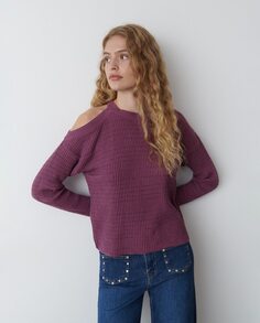 Женский свитер с вырезом на плече Brownie, фиолетовый
