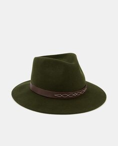 Зеленая шерстяная шляпа-федора с лентой Latouche, темно-зеленый