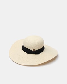 Бумажная шляпа натурального тона с контрастной лентой и бантом Aranda