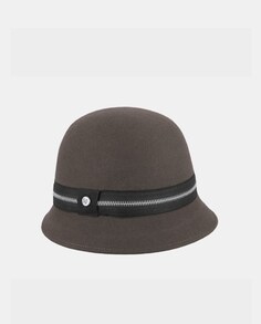 Шляпа-клош из серо-коричневой шерсти с лентой M by Flechet