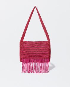 Многопозиционная сумка для вечеринок с бахромой и клапаном цвета фуксии Parfois, розовый