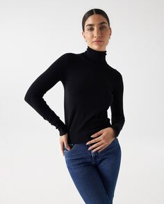 Женский вязаный свитер с водолазкой Salsa Jeans, черный