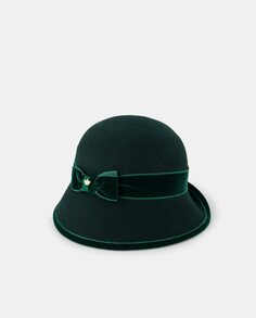 Зелёная фетровая шляпа-клош Tirabasso, зеленый