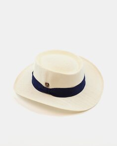 Чистая бумажная шляпа игрока с темно-синей лентой Aranda, белый