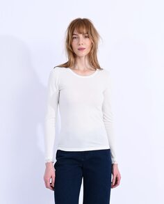 Тонкий женский свитер с длинными рукавами и кружевной отделкой Molly Bracken, белый