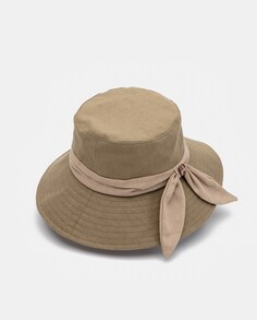 Шляпа из льна и хлопка цвета хаки с соответствующей лентой Aranda