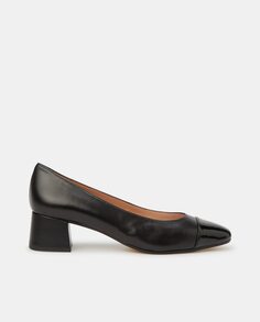 Женские кожаные туфли с лакированным носком и блочным каблуком - Comfort Line Latouche, черный