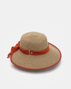 Коричневая шляпа с подогревом, лентой и отделкой в ​​тон Aranda, коричневый