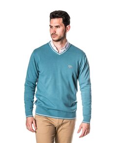 Мужской свитер бирюзового цвета с V-образным вырезом Spagnolo, бирюзовый