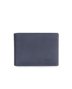 Мужской кожаный кошелек Lyon темно-сине-бежевого цвета с RFID-защитой Jaslen, синий