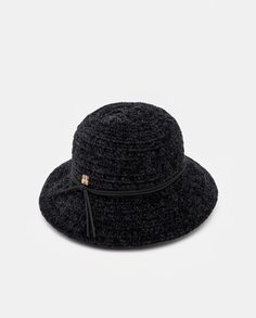Черная шляпа из синели с кулиской Aranda, черный