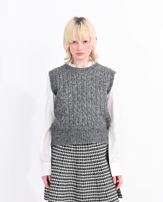 Женский свитер без рукавов смешанной вязки Lili Sidonio, серый