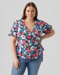 Изогнутый топ с запахом Vero Moda Curve, синий