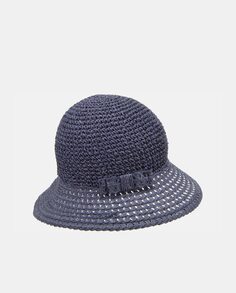 Шляпа-клош из бумаги синего цвета с бантом Seeberger, синий