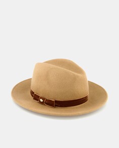Шляпа-федора из верблюжьего фетра с бархатной лентой Tirabasso, коричневый
