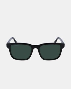 Черные квадратные мужские солнцезащитные очки с фирменными деталями на дужках Lacoste, черный