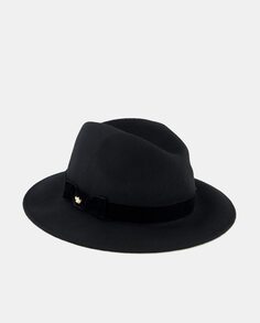 Черная фетровая шляпа-федора с бархатной лентой Tirabasso, черный