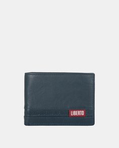 Кожаный кошелек темно-синего цвета на шесть карт Liberto, темно-синий