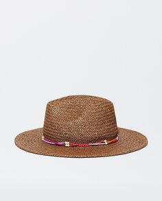 Простая шляпа темно-коричневого цвета с лентой из бисера Parfois, темно коричневый