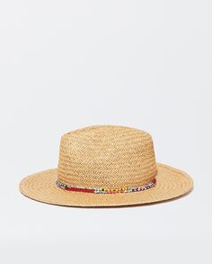 Простая шляпа с коричневой лентой из бисера Parfois, коричневый