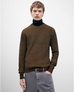 Мужской свитер с круглым вырезом из 100% хлопка Adolfo Dominguez, коричневый