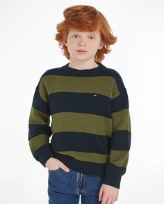 Свитер для мальчика с круглым вырезом и длинными рукавами Tommy Hilfiger, зеленый