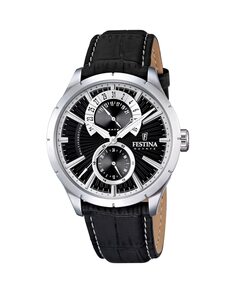 Мужские часы F16573/3 Ретро черные кожаные Festina, черный
