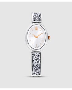 Женские часы Crystal Rock Oval с металлическим браслетом и камнями серебристого цвета Swarovski, серебро
