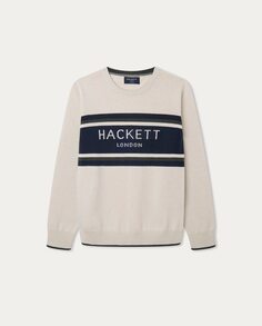 Свитер с круглым вырезом для мальчика Hackett, белый