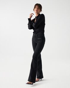 Женские расклешенные джинсы пуш-ап со средней посадкой Salsa Jeans, черный