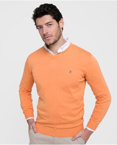Мужской оранжевый свитер с v-образным вырезом Valecuatro, оранжевый