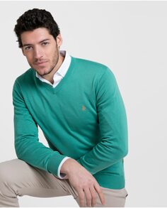 Мужской зеленый свитер с v-образным вырезом Valecuatro, зеленый