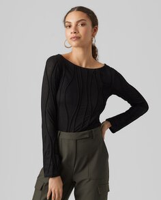 Женская футболка с длинным рукавом и вышивкой Vero Moda, черный