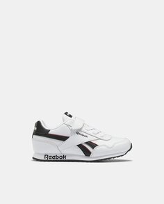 Низкие белые детские кроссовки с застежкой-липучкой и резинкой Reebok, белый