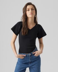 Женский топ с короткими рукавами Vero Moda, черный