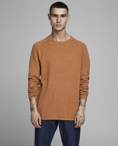 Горчичный мужской свитер с круглым вырезом Jack &amp; Jones, горчичный