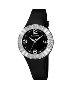 K5659/4 Модные женские часы из черного каучука Calypso, черный