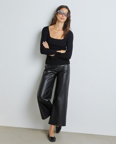 Женские брюки-кюлоты из кожзама Easy Wear, черный