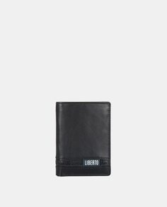 Вертикальный кожаный кошелек черного цвета со съемным аксессуаром Liberto, черный