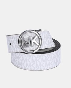 Белый двусторонний ремень с логотипом МК на пряжке Michael Kors, белый